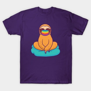 Sloth in mask, lgbt sloth, covid, coronavirus, lgbt mask, lgbt facemask, lgbt face mask, gay sloth, lgbtq sloth T-Shirt